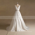 Elegant V-Neck Rhinestone Beaded Pleating A-Line vestido de noiva